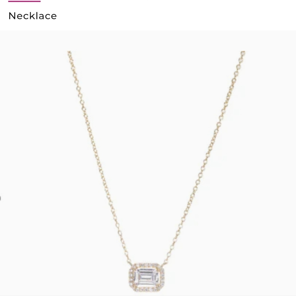 Pave Outlined Baguette Solitaire Pendant Necklace